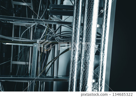 Wiring and insulated piping 134685322