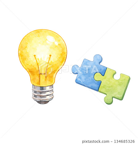 Illustration material of an image of combining ideas and solutions 134685326