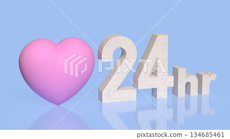 Twenty Four Hour Care and Love Service Concept 3d render. Twenty Four Hour Care and Love Service Concept 3d render. 134685461
