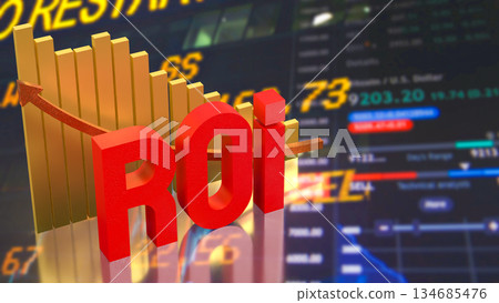 Return on Investment Performance and Market Analysis Concept 3d render. 134685476