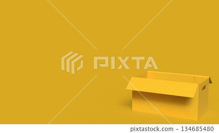 Empty Yellow Box Concept for Packaging and Business Use 3d render. Empty Yellow Box Concept for Packaging and Business Use 3d render. 134685480
