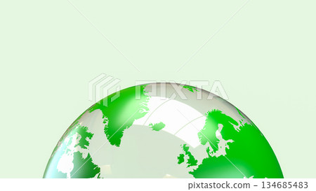Green Transparent Earth Globe Representing Global Sustainability and Environmental Responsibility 3d render. 134685483