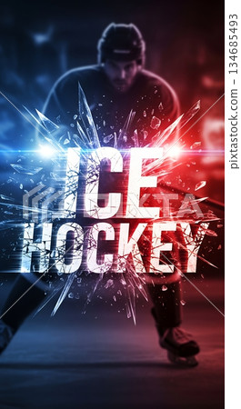 Digital composite of Ice hockey with text, winter sport creative banner 134685493