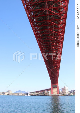 Wakato Bridge and Dokai Bay in Kitakyushu City Wakato Bridge and Dokai Bay in Kitakyushu City 134685577