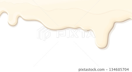 Melted vanilla ice cream pouring on white background graphic illustration have blank space. Milk flowing on white background. Sweetened condensed milk dropping. Melted vanilla ice cream pouring on white background graphic illustration have blank space. Milk flowing on white background. Sweetened condensed milk dropping. 134685704