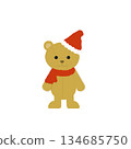 戴著聖誕帽的聖誕熊（站立姿勢） 134685750