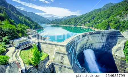 Kurobe Dam in summer, Toyama Prefecture Kurobe Dam in summer, Toyama Prefecture 134685799