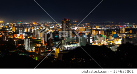 Night view from Mount Hanaoka in Kumamoto Night view from Mount Hanaoka in Kumamoto 134685801