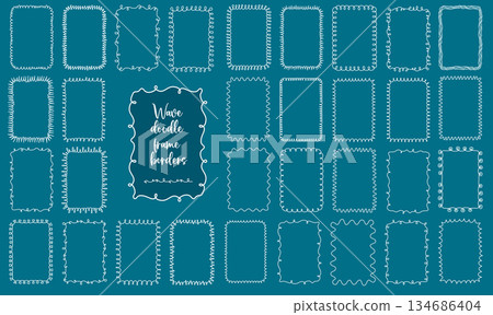 White Wave doodle frame borders White Wave doodle frame borders 134686404