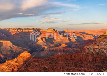 Grand Canyon Landscape Bathed in Warm Evening Sun Grand Canyon Landscape Bathed in Warm Evening Sun 134686511