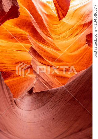 Extreme Close-up of Wavy Orange Slot Canyon Walls Extreme Close-up of Wavy Orange Slot Canyon Walls 134686577