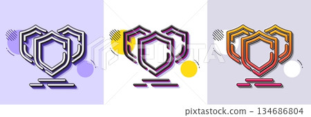 Shields line icon. Halftone dotted pattern. Gradient icon with grain shadow. Privacy secure sign. Safe defense symbol. Line shields icon. Various designs. Vector Shields line icon. Halftone dotted pattern. Gradient icon with grain shadow. Privacy secure sign. Safe defense symbol. Line shields icon. Various designs. Vector 134686804