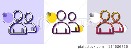 User line icon. Halftone dotted pattern. Gradient icon with grain shadow. Couple or Group sign. Person silhouette symbol. Line users icon. Various designs. Vector User line icon. Halftone dotted pattern. Gradient icon with grain shadow. Couple or Group sign. Person silhouette symbol. Line users icon. Various designs. Vector 134686816