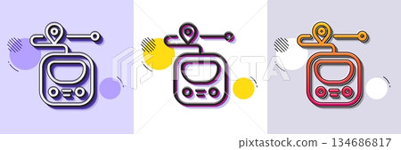 Metro line icon. Halftone dotted pattern. Gradient icon with grain shadow. Subway journey path sign. Underground train location symbol. Line metro icon. Various designs. Vector Metro line icon. Halftone dotted pattern. Gradient icon with grain shadow. Subway journey path sign. Underground train location symbol. Line metro icon. Various designs. Vector 134686817