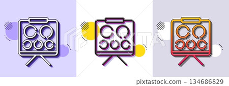 Vision board line icon. Halftone dotted pattern. Gradient icon with grain shadow. Oculist eye clinic sign. Optometry symbol. Line vision board icon. Various designs. Vector 134686829