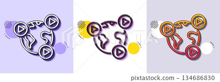 Virtual conference line icon. Halftone dotted pattern. Gradient icon with grain shadow. Online training sign. Web presentation symbol. Line video conference icon. Various designs. Vector Virtual conference line icon. Halftone dotted pattern. Gradient icon with grain shadow. Online training sign. Web presentation symbol. Line video conference icon. Various designs. Vector 134686830