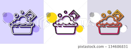 Launder money line icon. Halftone dotted pattern. Gradient icon with grain shadow. Cash corruption sign. Tax avoidance symbol. Line launder money icon. Various designs. Vector 134686831