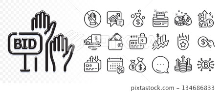 Loyalty star, Payment and Lock line icons for web app. Glare of light effect. Message icon. Pack of Loyalty card, Cash transit, Rise price pictogram icons. Coins bags, Card, Calendar tax signs. Vector 134686833