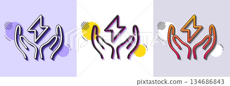 Safe energy line icon. Halftone dotted pattern. Gradient icon with grain shadow. Thunderbolt sign. Electric power symbol. Line safe energy icon. Various designs. Vector Safe energy line icon. Halftone dotted pattern. Gradient icon with grain shadow. Thunderbolt sign. Electric power symbol. Line safe energy icon. Various designs. Vector 134686843