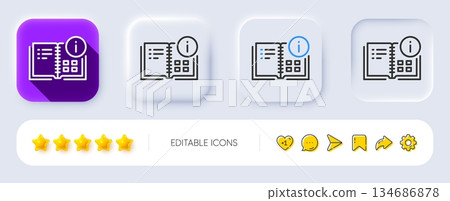 Instruction info line icon. Neumorphic, Flat shadow, 3d buttons. Technical information sign. Line instruction info icon. Social media icons. Vector Instruction info line icon. Neumorphic, Flat shadow, 3d buttons. Technical information sign. Line instruction info icon. Social media icons. Vector 134686878
