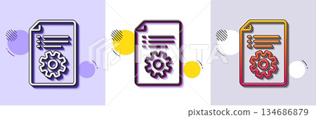 Technical documentation line icon. Halftone dotted pattern. Gradient icon with grain shadow. Instruction sign. Line technical documentation icon. Various designs. Vector 134686879