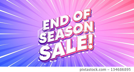 End season sun rays gradient banner. Light burst background. End of Season Sale. Special offer price sign. Advertising Discounts symbol. Gradient sun rays. Sunburst light. Vector 134686895