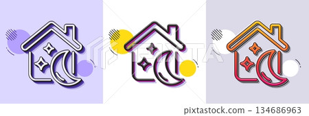 Sleep line icon. Halftone dotted pattern. Gradient icon with grain shadow. Night house sign. Dream home symbol. Line sleep icon. Various designs. Vector Sleep line icon. Halftone dotted pattern. Gradient icon with grain shadow. Night house sign. Dream home symbol. Line sleep icon. Various designs. Vector 134686963