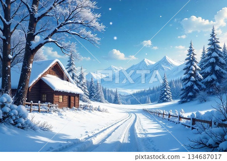 白雪皚皚的景色預示著冬天的到來 134687017