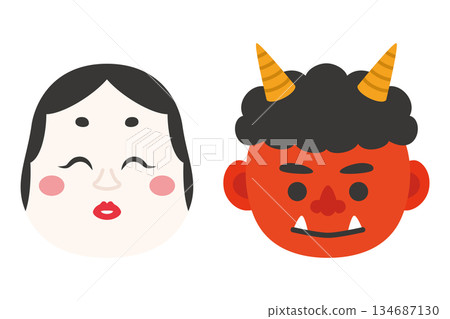 Illustration of red demon and mumps 134687130