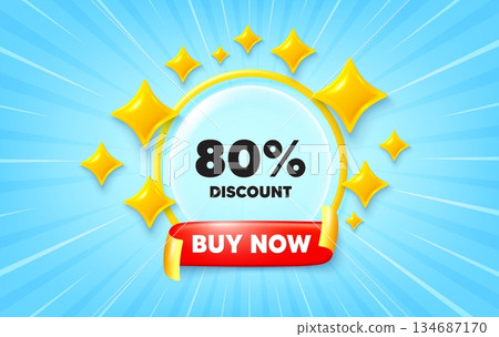 Discount sunburst ray banner. Buy now flag ribbon. 80 percent discount tag. Sale offer price sign. Special offer symbol. 3d stars glitter. Red ribbon tag. Discount offer. Vector Discount sunburst ray banner. Buy now flag ribbon. 80 percent discount tag. Sale offer price sign. Special offer symbol. 3d stars glitter. Red ribbon tag. Discount offer. Vector 134687170