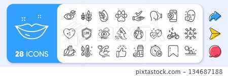 Medical phone, Skin moisture and Organic product line icons. Interest rate, AI generate, Inflation icons. Pack of Quarantine, E-bike, Stress icon. Pandemic vaccine, Lips, Gluten free pictogram. Vector Medical phone, Skin moisture and Organic product line icons. Interest rate, AI generate, Inflation icons. Pack of Quarantine, E-bike, Stress icon. Pandemic vaccine, Lips, Gluten free pictogram. Vector 134687188
