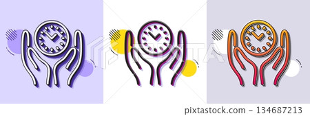 Safe time line icon. Halftone dotted pattern. Gradient icon with grain shadow. Clock sign. Office management symbol. Line safe time icon. Various designs. Vector Safe time line icon. Halftone dotted pattern. Gradient icon with grain shadow. Clock sign. Office management symbol. Line safe time icon. Various designs. Vector 134687213