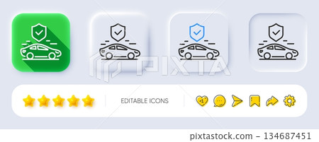 Transport insurance line icon. Neumorphic, Flat shadow, 3d buttons. Car risk coverage sign. Vehicle protection symbol. Line transport insurance icon. Social media icons. Vector Transport insurance line icon. Neumorphic, Flat shadow, 3d buttons. Car risk coverage sign. Vehicle protection symbol. Line transport insurance icon. Social media icons. Vector 134687451