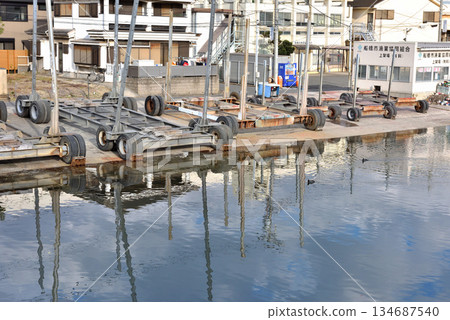 View of the fishing port at the mouth of the Ebi River in Funabashi View of the fishing port at the mouth of the Ebi River in Funabashi 134687540