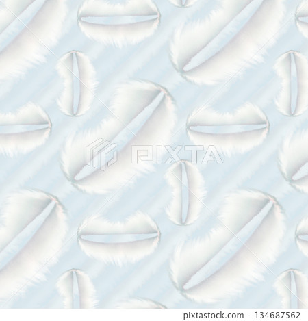 White fluffy cloud lips, stripes in a seamless pattern on a blue. Watercolor template for Valentine's Day, wedding or birthday decor, wallpaper, White fluffy cloud lips, stripes in a seamless pattern on a blue. Watercolor template for Valentine's Day, wedding or birthday decor, wallpaper, 134687562