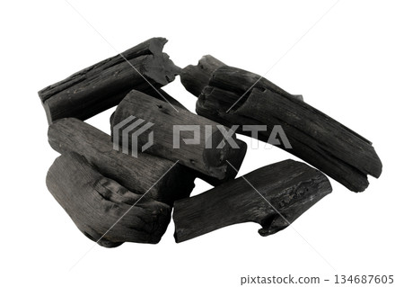 Binchotan (charcoal) on a transparent background (png) Binchotan (charcoal) on a transparent background (png) 134687605