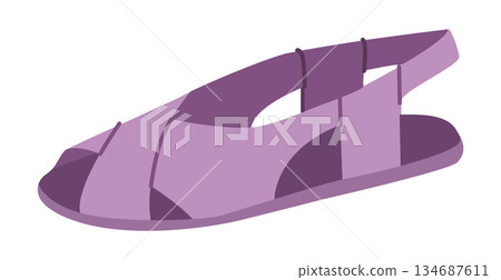 Purple fisherman sandal shoe women flat. Cage strap flat sandal for warm weather outfit playful wardrobe. Technical  134687611