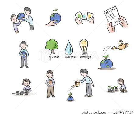 關愛地球的插畫 關愛地球的插畫 134687734