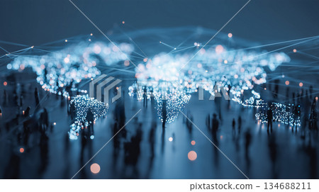 Digital networks connecting humanity and the world, concept visuals for a future society 134688211