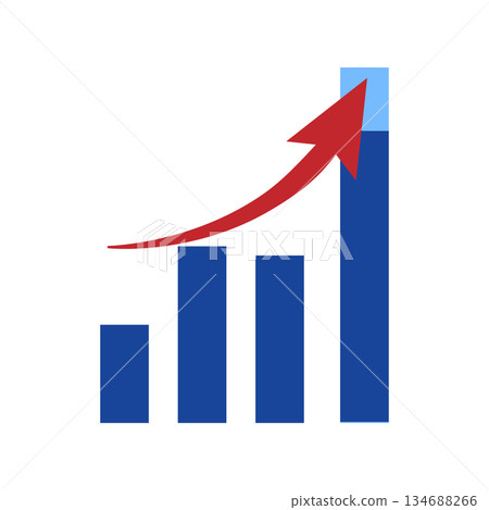 商業成長圖示圖標，包含上升的圖表和向上箭頭 134688266