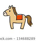 Simple and cute hand-drawn line drawing of a horse (Year of the Horse, 2026) 134688289