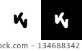 Unique and modern KV letter logo design 134688342