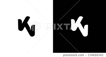 Unique and modern KV letter logo design 134688342