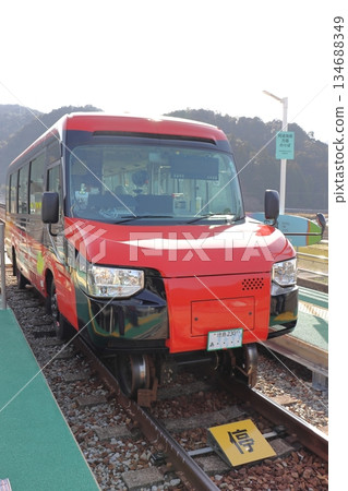 A vehicle transformed into a DMV on the Asa Kaigan Railway (Shishikui Station) 134688349