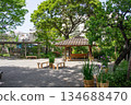 Mukojima Hyakkaen Garden's gazebo and quiet garden rest area surrounded by greenery 134688470