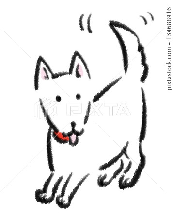 A happy white dog wagging its tail 134688916