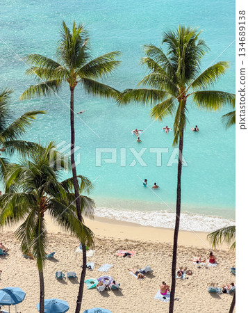 從夏威夷莫阿納衝浪者酒店陽台上看到的威基基海灘景色 134689138