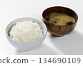 White rice and miso soup 134690109