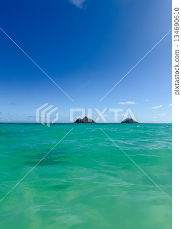 夏威夷拉尼凱海灘,白沙清澈,碧空如洗,熱帶風光 夏威夷拉尼凱海灘,白沙清澈,碧空如洗,熱帶風光 134690610