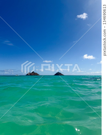 夏威夷拉尼凱海灘,白沙清澈,碧空如洗,熱帶風光 夏威夷拉尼凱海灘,白沙清澈,碧空如洗,熱帶風光 134690613